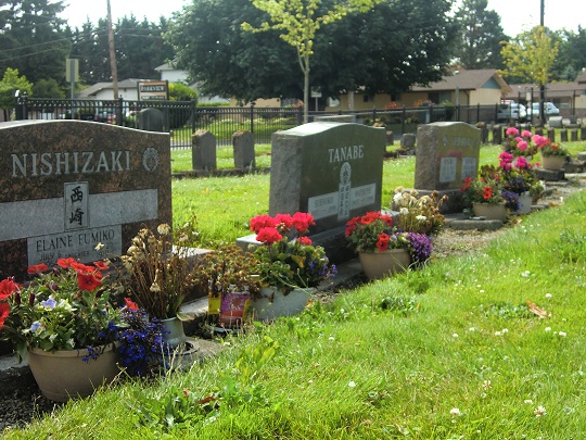 Japanese Graves with English Language Tombstones